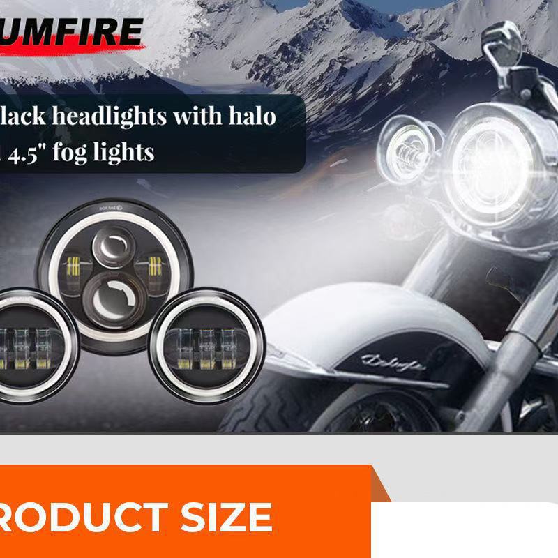 Suitable for Harley 7inch Led Headlights, 4.5inch Fog Lights, Road King Successor, Universal Full Set of Modified Lights