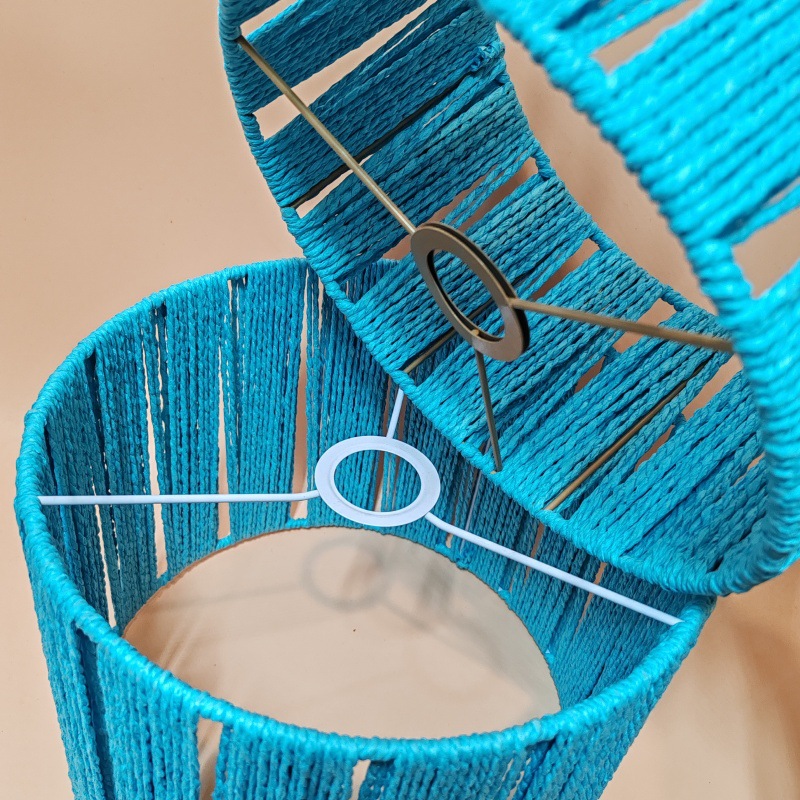 Creativo azul fantasma de caña cuerda de papel trenzada lámpara de lámpara candelabro lámpara de suelo accesorios de sombreado de luz props de estudio