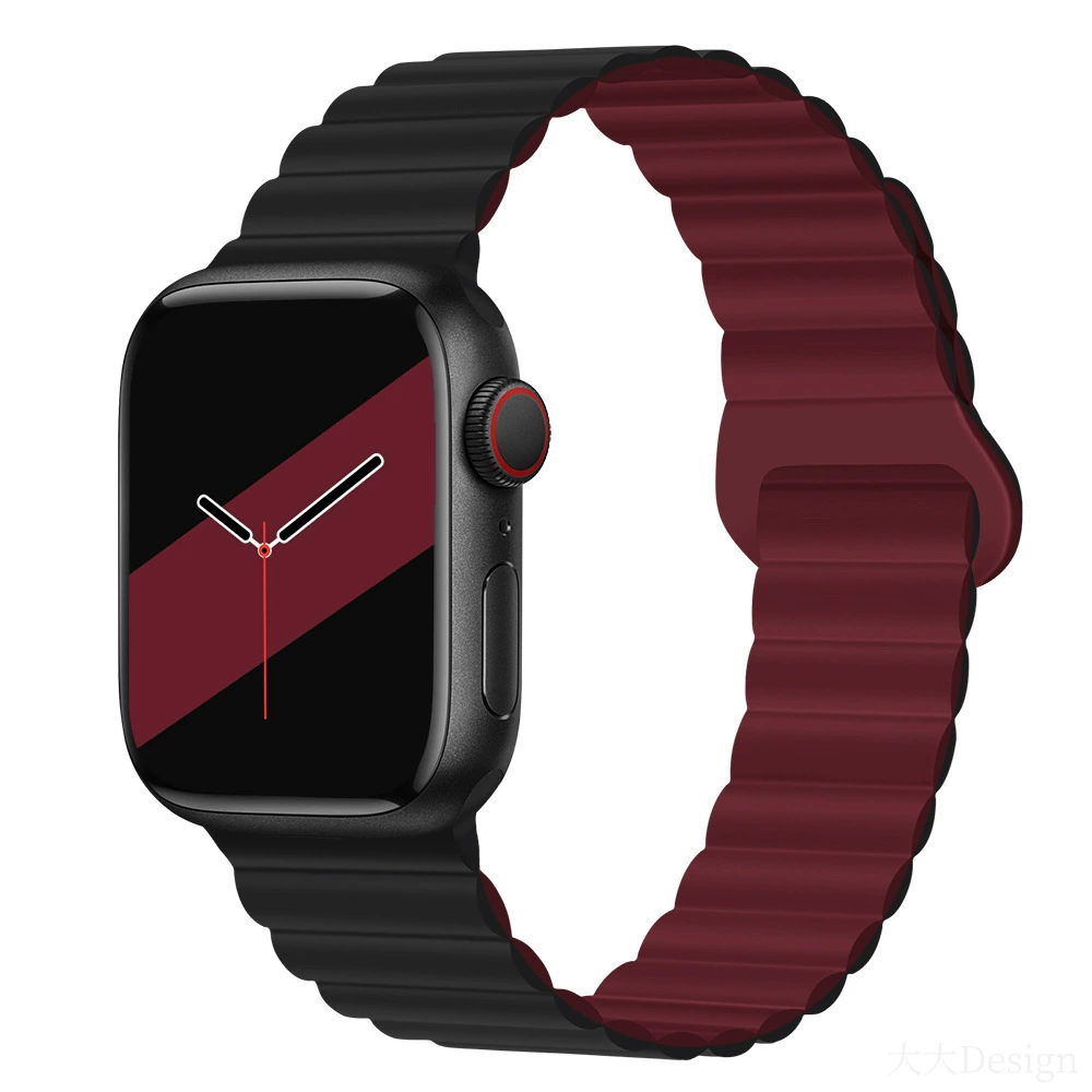 Apple, магнитный браслет, полупрозрачная силиконовая ремешок для часов двухцветный, 42 мм, 46 мм