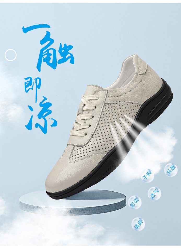 Giày da lỗ nam da bò lớp đầu, đế mềm chống trượt, thoáng khí, kiểu sneaker thể thao — Giày bệt GX màu trắng kem 88332, Giày bệt GX màu đen 88332 chi tiết 3