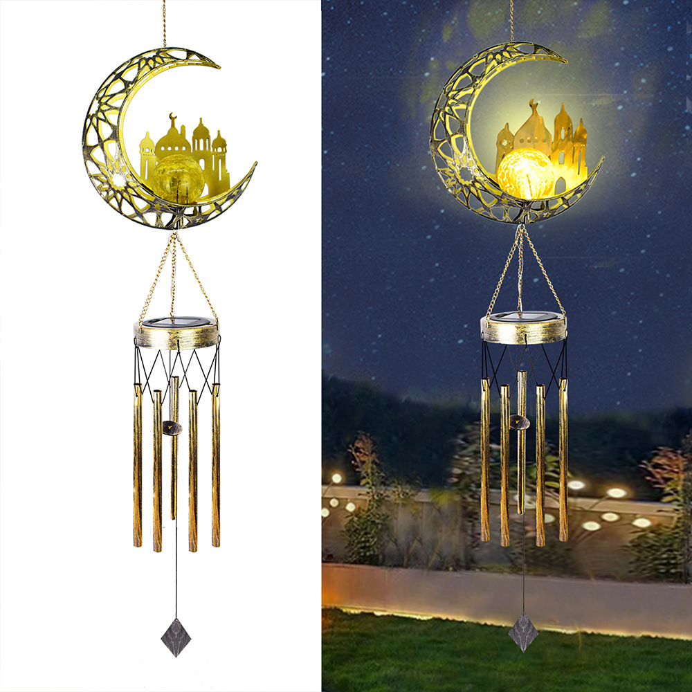 太陽エネルギーの月の風鈴灯ヨーロッパ式の鉄芸の透かし彫りの雰囲気灯の屋外の防水の花園は庭の明かりを飾ります。