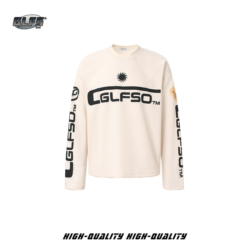 GLFS 美式复古华夫格街头运动风长袖卫衣男秋季情侣宽松痞帅上衣T|undefined