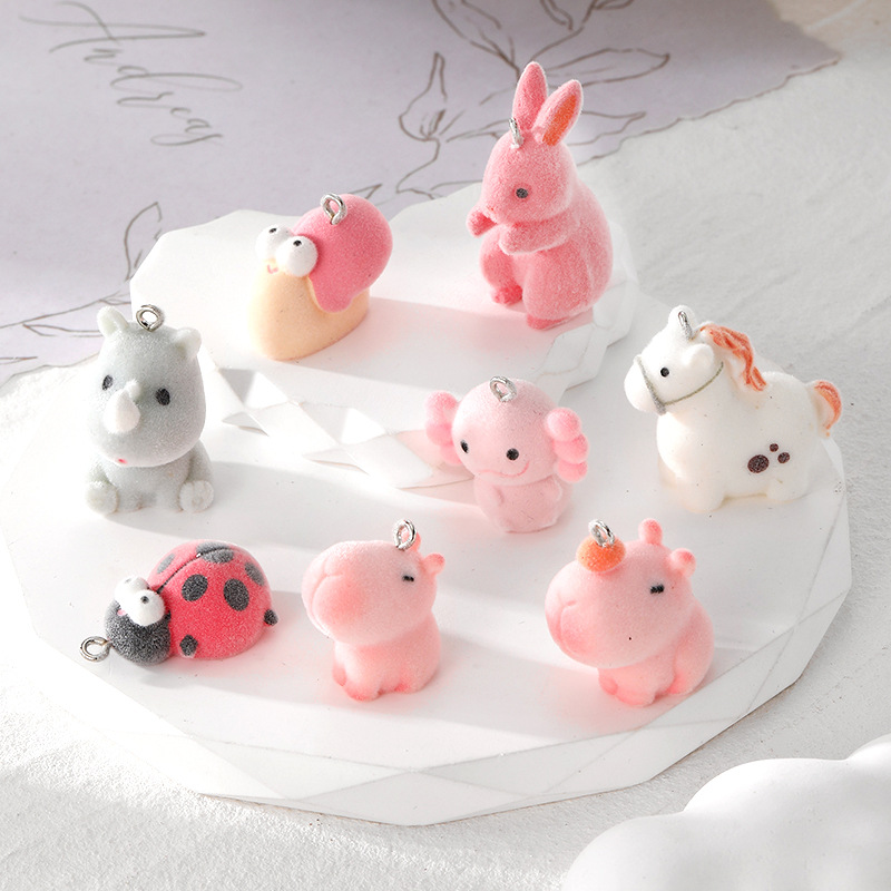 57g Weight Pendant Jewelry Making Type DIY Jewelry Accessories Classification 10 PCS/Package Quantity Resin, Flocking Material Animal Pattern All Seasons Season Epoxy Design Cartoon Style, Cute Style 10 PCS/Package Resin Flocking Animal Pendant 1