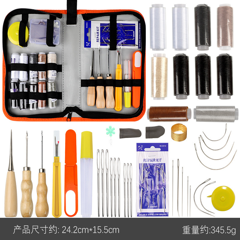 越境で人気の革細工用具、手縫いセット、DIY縫製針とワックス糸の組み合わせセット|undefined
