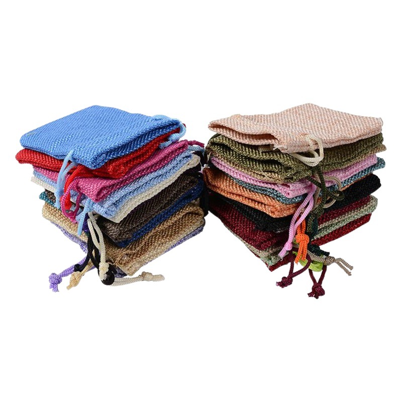 Spot bolsa de arpillera, auriculares, artesanía navideña, regalos, almacenamiento de joyas, embalaje, bolsa de lino con boca de cordón, personalizada