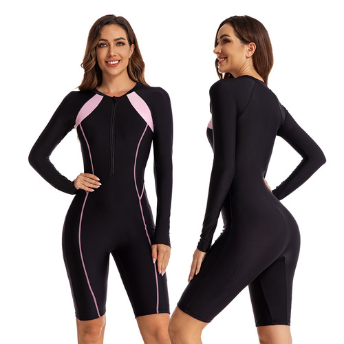 Amazon Cross-border Exclusive Long-sleeve One-piece Surfing Wetsuit Diving Suit Women's Swimsuit Foreign Trade Swimsuit Oniflora 618076