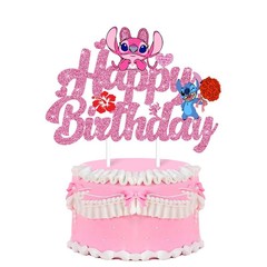 现货史迪奇蛋糕插卡索尼克闪粉HAPPY BIRTHDAY星际宝贝生日插旗插