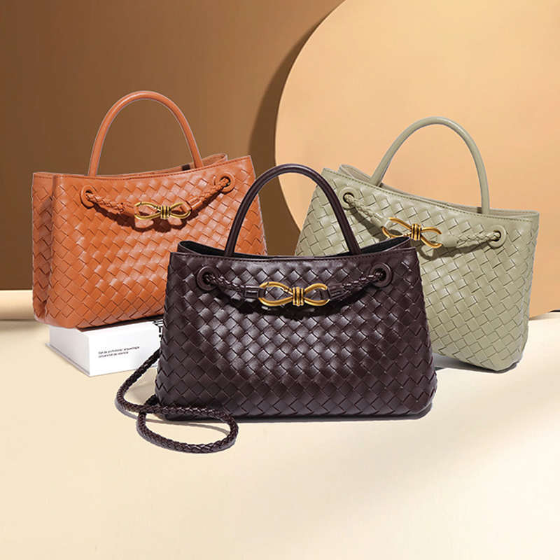 Foreign Trade Women's Bag Cross-border bag2025 New Leather Woven Bag Portable Shoulder Crossbody Bag Large Capacity Cowhide Bag