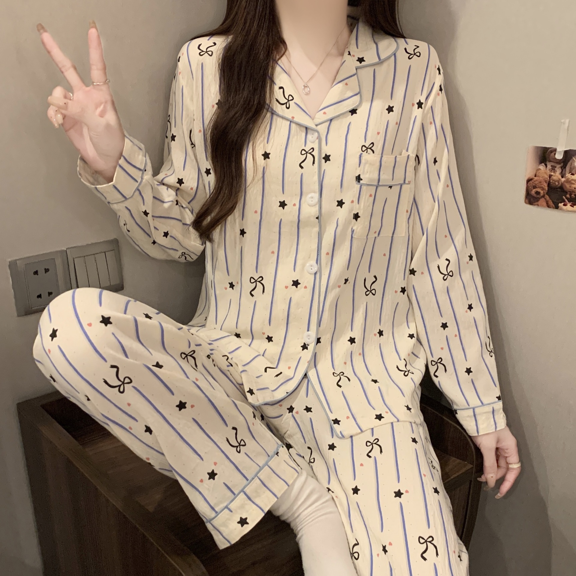 이중 길이: 27#파란색 줄무늬 별