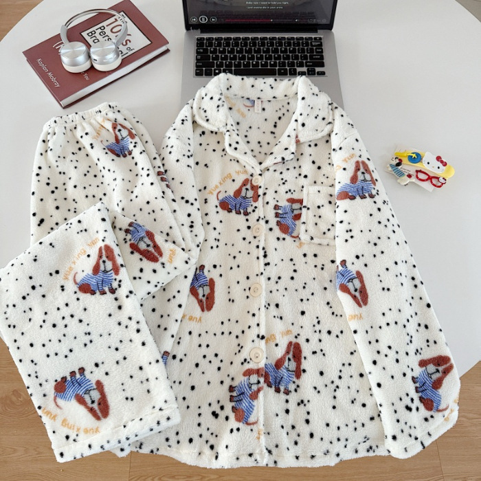珊瑚绒睡衣女冬天加绒可爱少女网红风秋冬季新款法兰绒家居服批发|undefined