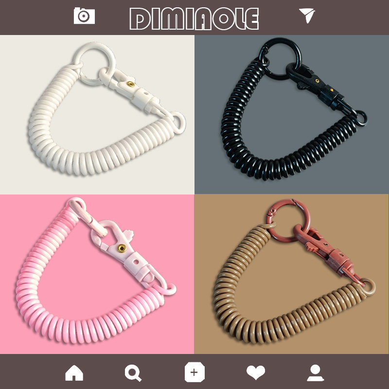 Candy-Colored Telephone Cord Spring Rope Card Holder Lanyard Ins Stretch Lanyard for Hanging Keys, Backpacks, and Cards Candy-Colored Telephone Cord Spring Rope Card Holder Lanyard Ins Stretch Lanyard for Hanging Keys, Backpacks, and Cards