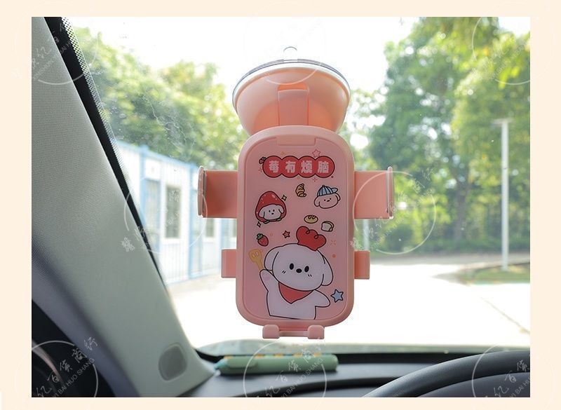 2025 New Cute Cartoon Car Mobile Phone Holder Live Shooting Center Console Vacuum Suction Cup Navigation Mobile Phone Holder
