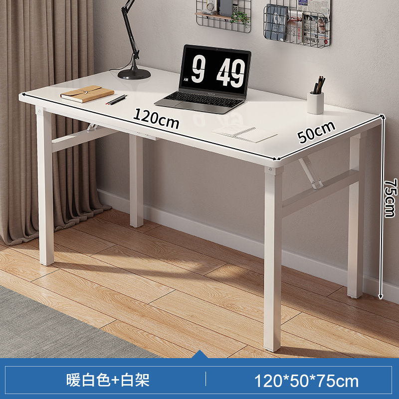 Mesa plegable rectangular, escritorio para computadora, puesto de color nogal, escritorio largo, escritorio de entrenamiento, escritorio simple para el hogar