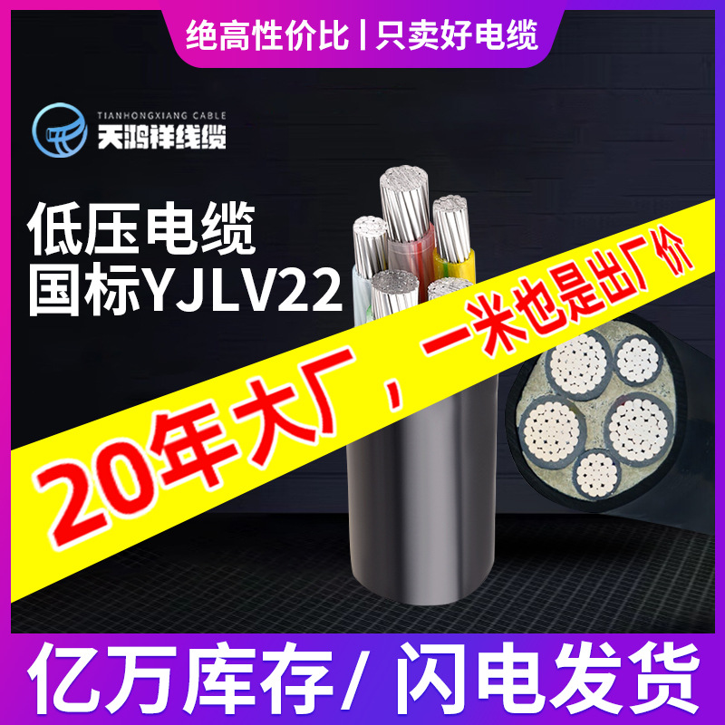 3*50+2*25铝芯材质架空线电力电缆 工程中低压电线YJLV22电线缆