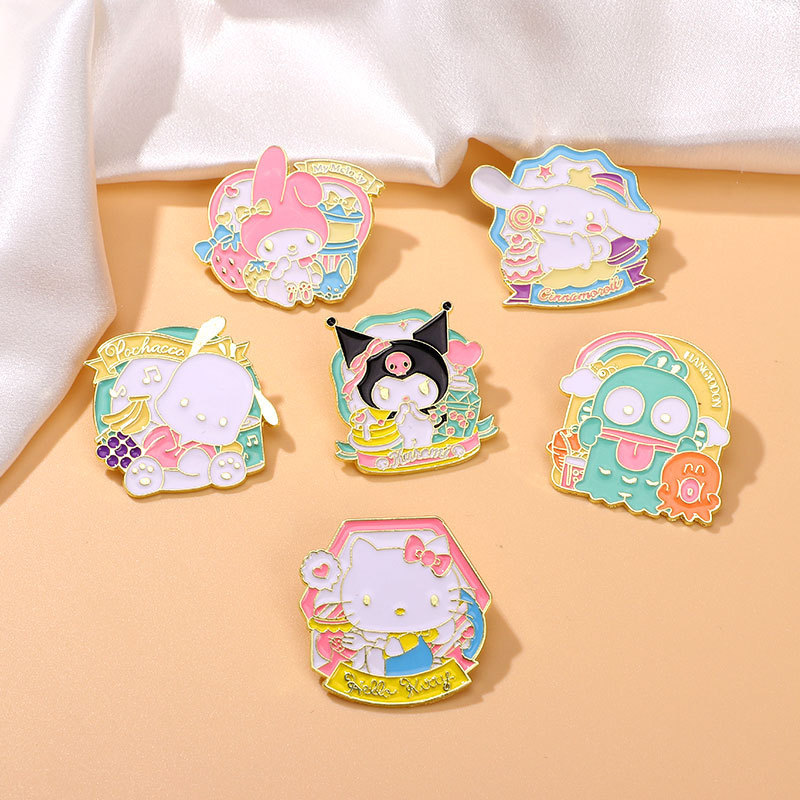 Broche de la serie Sanrio Coulomi Melody Yugui Dog Insignia de dibujos animados japoneses Ropa para niños Bolsos Accesorios
