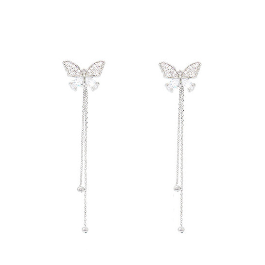 1 Pair Elegant Butterfly Plating Inlay Alloy Artificial Diamond Drop Earrings display picture 3