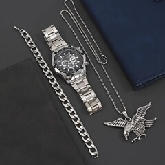 男士手錶套裝 創意皮帶石英手錶+手鍊套裝