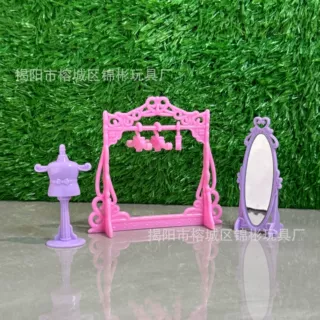 儿童过家家洋娃娃玩具配件娃娃屋服饰迷你塑料晾衣杆仿真小衣架