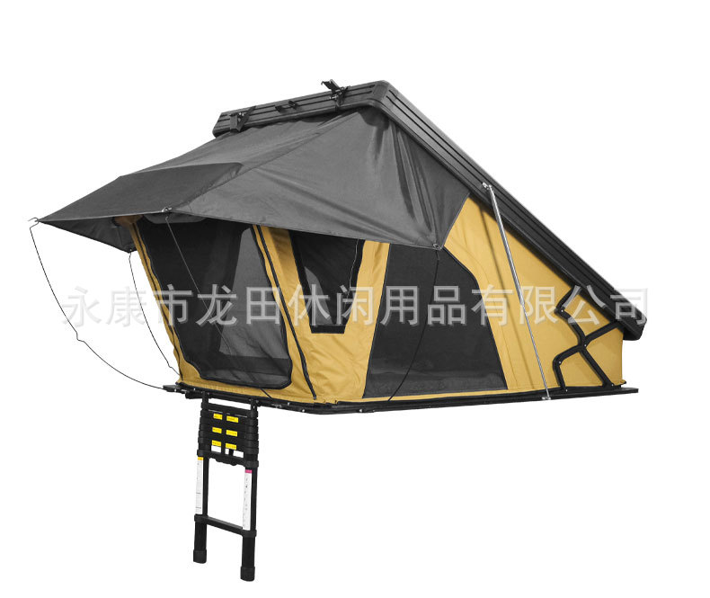 Manufacturer Wholesale Aluminum Alloy Triangular Elevated Roof Tent, Fully Automatic Quick-Opening Outdoor Camping Tent, Car-Mounted Tent