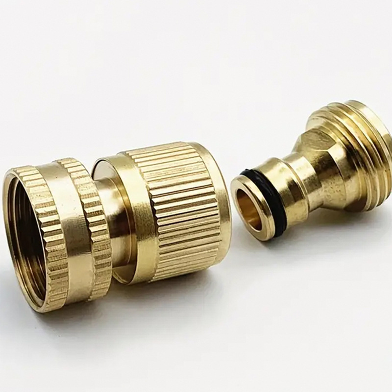 美式黄铜3/4软管快速接头 花园水管连接公母接头配件 6分快速接头