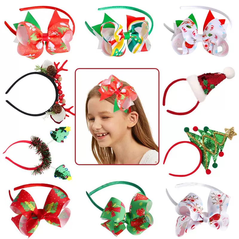 Children's hairgrip with bow, Christmas headband, cute hair accessory, European style, dress up