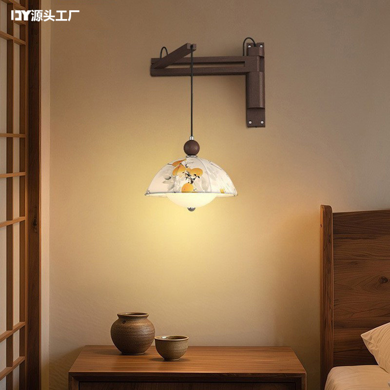 Song-Style Aesthetic Wall Lamp Bedroom Bedside Swing Arm Lamp Medieval New Chinese Style Creative Atmospheric Corridor Staircase Wall Lighting Song-Style Aesthetic Wall Lamp Bedroom Bedside Swing Arm Lamp Medieval New Chinese Style Creative Atmospheric Corridor Staircase Wall Lighting