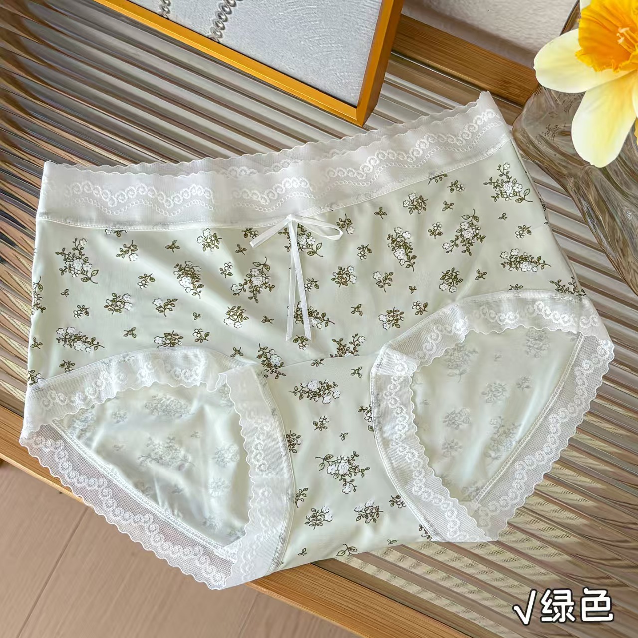 Filamento de hielo flor triturada atmósfera retro pantalones de cintura alta suave piel 10A antibacteriana alargar la entrepierna pantalones de niñas image 7