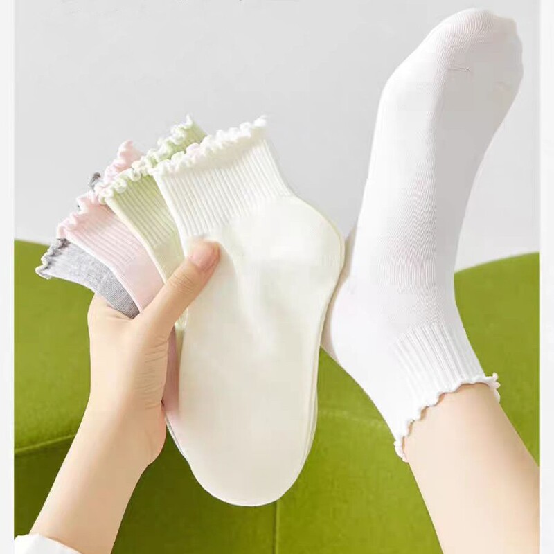 Ruffled Edge Socks for Women, Cotton Short Socks for Spring and Summer, Thin Breathable Sweat-Absorbing Mid-Calf Socks Paired with Small Leather Shoes, New Cotton Socks Ruffled Edge Socks for Women, Cotton Short Socks for Spring and Summer, Thin Breathable Sweat-Absorbing Mid-Calf Socks Paired with Small Leather Shoes, New Cotton Socks