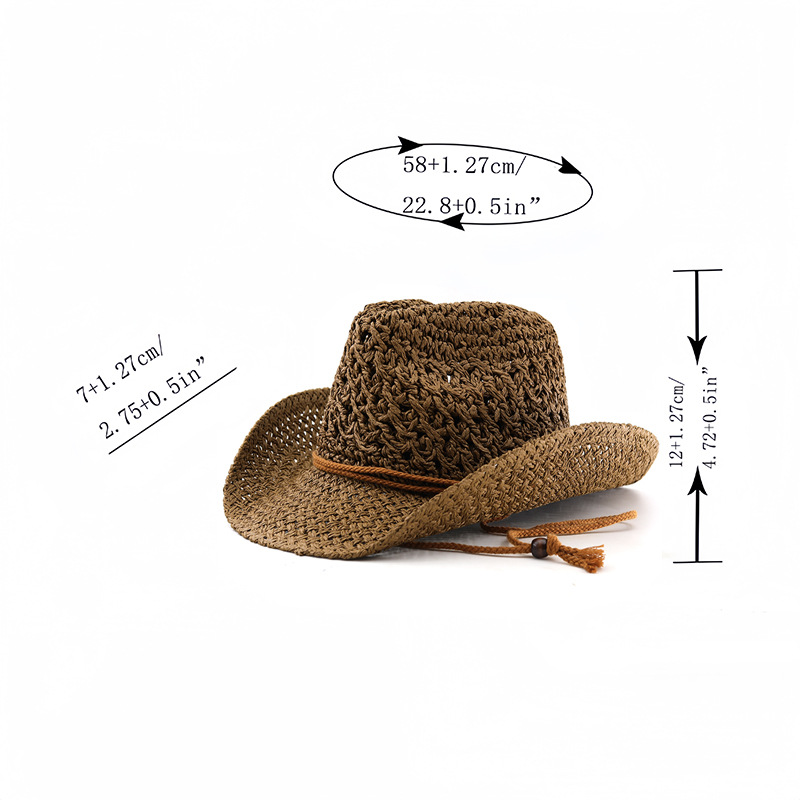 Unisex Retro Western Cowboy Straw Hat For Beach And Outdoor Travel_voghion.com