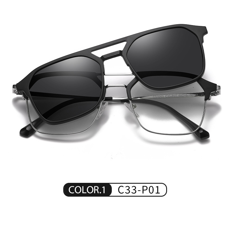 Las nuevas gafas de sol polarizadas magnéticas CG3203 se pueden equipar con gafas anti-luz azul de miopía, gafas de sol de montura cuadrada de doble viga de moda