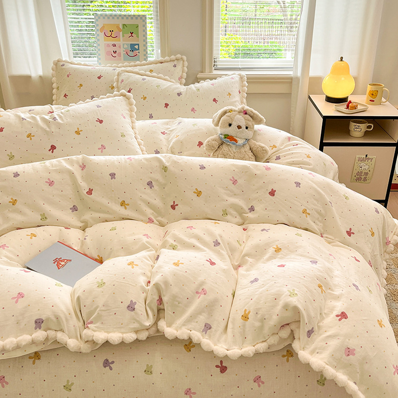 Jogo de roupa de cama em algodão com fronhas e lençol_voghion.com