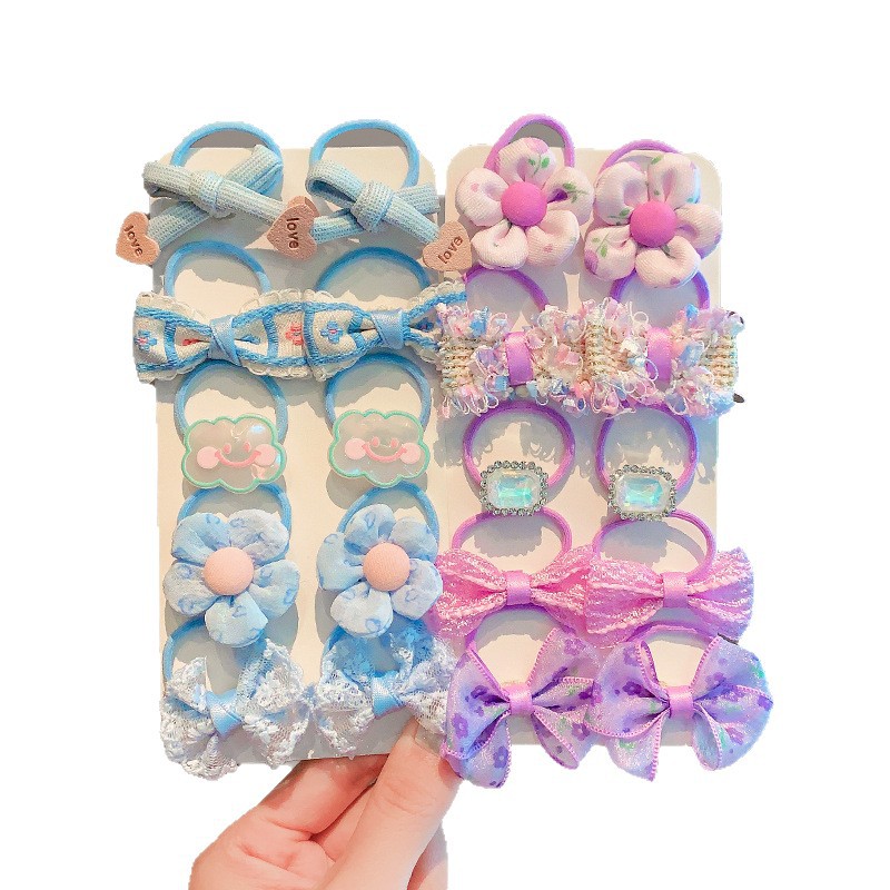 Anillo para el cabello de estilo pastoral para niños Flor para el cabello para niñas Cuerda para el cabello con lazo Trenza para el par Accesorios para el cabello para niñas Goma de verano