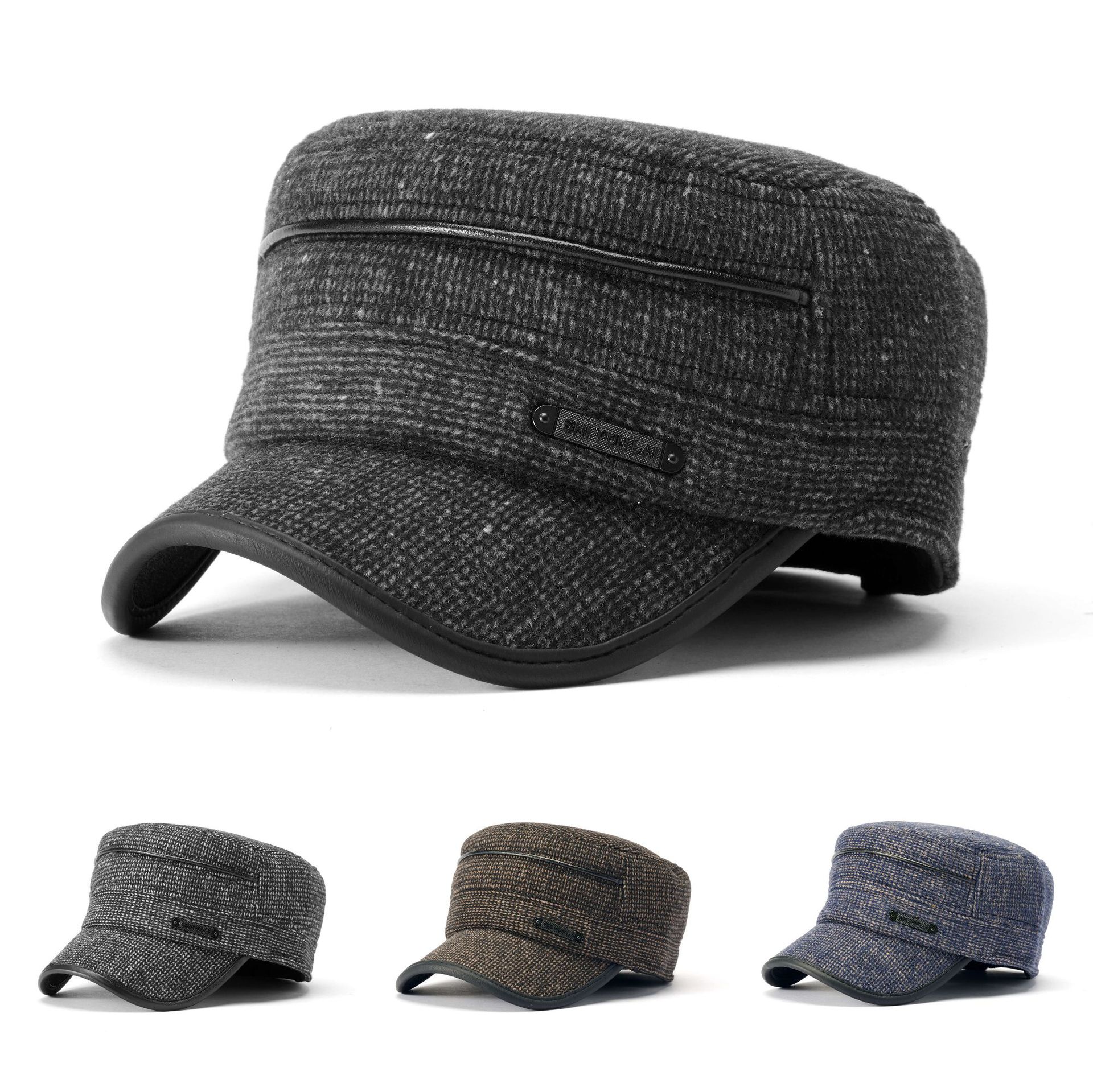 中老年人帽子男士冬季老人保暖爸爸爷爷老头帽中年鸭舌帽毛呢护耳