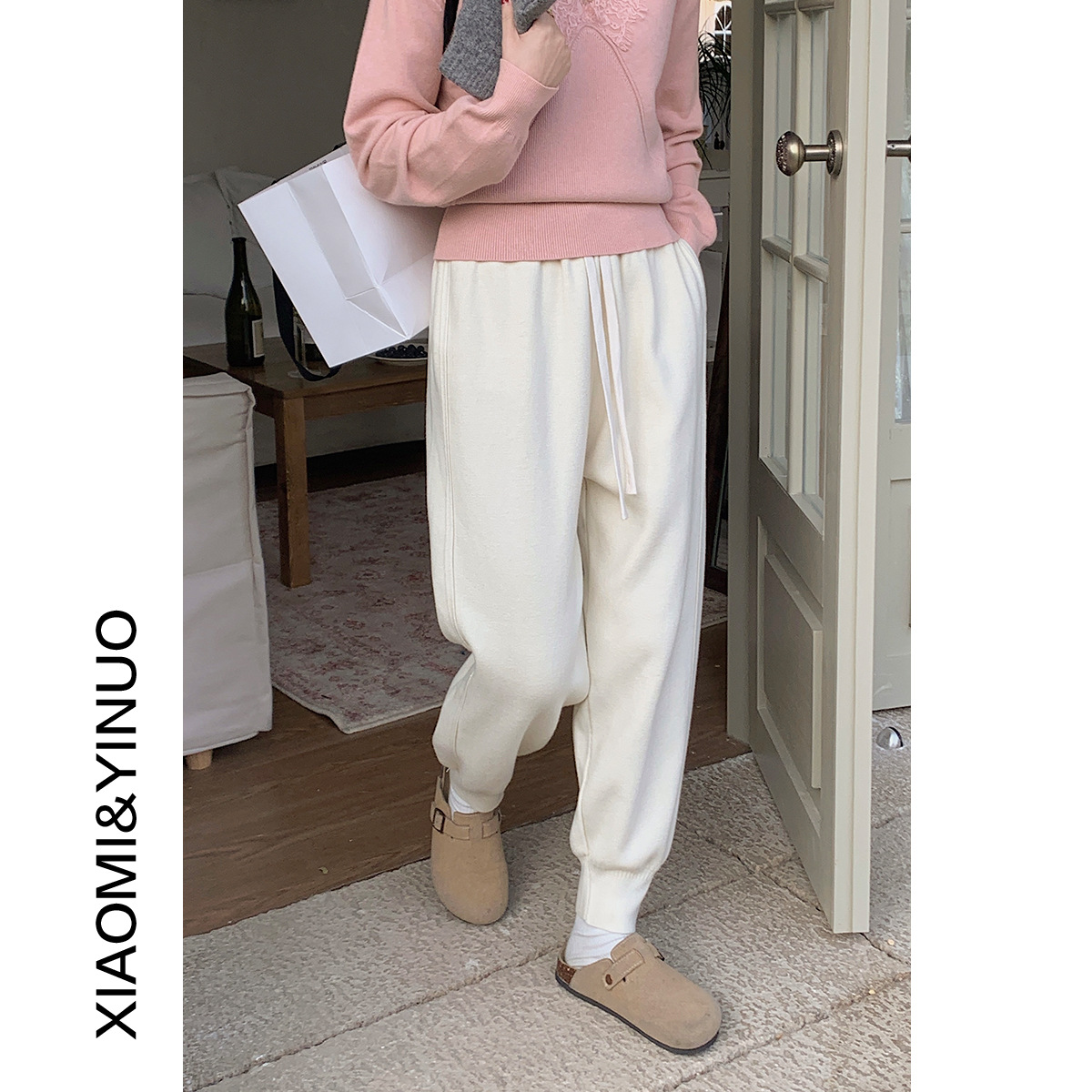 [Ovann] 9081 knitting Casual pants 2023 Spring new pattern Ninth pants Show thin Paige Pencil Pants