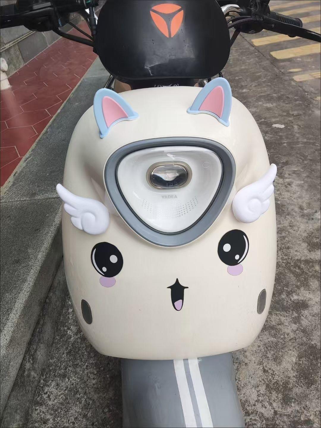 Electric scooter/motorcycle angel wing cat ear cute decorative stickers, helmet accessories, Aima/Tailg cute little accessories