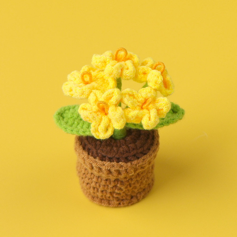 完成品クロスボーダー手作りウールかぎ針編み忘れなしひまわり模擬花鉢植えクリエイティブデスクトップ装飾品車の装飾造花|undefined