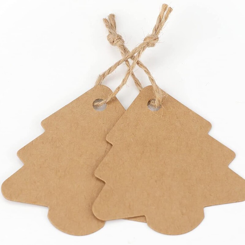 Cross-Border Christmas Christmas Tree Tag Pendant Signature Blank Label Hemp Rope Pendant Kraft Paper with Rope