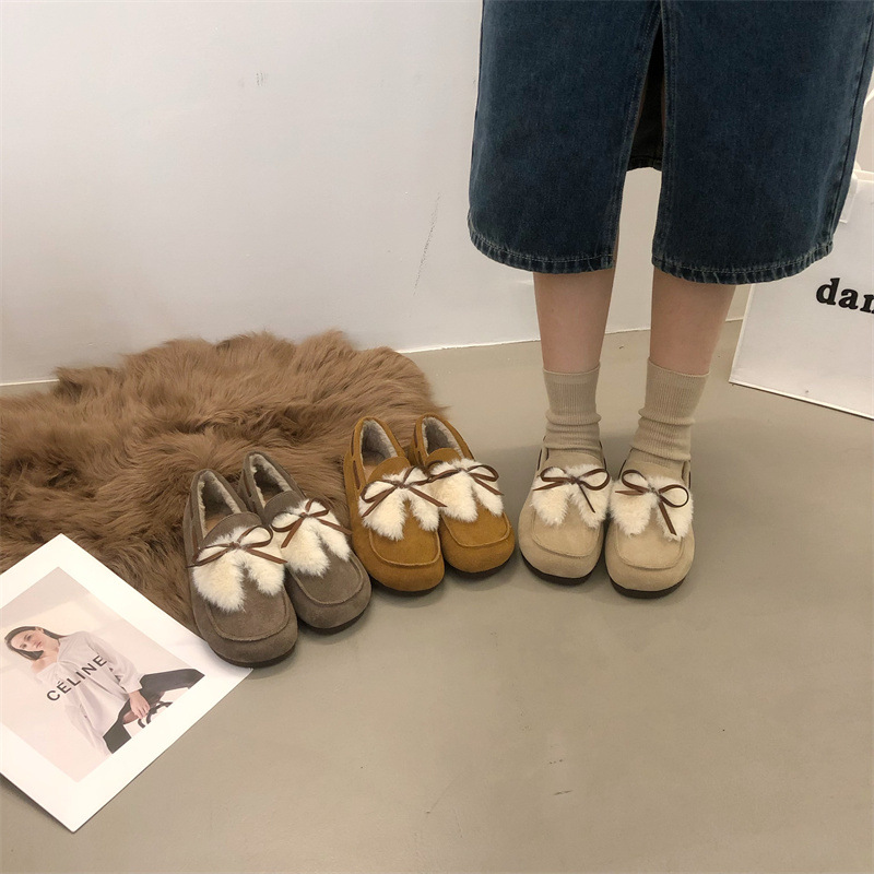 2024 기모 버켄 스톡 신발 양 모피 원 활 기모 신발 여성 마오 마오 신발