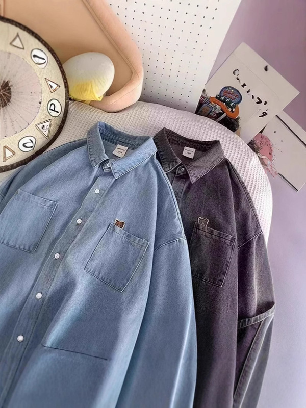 香港風和風デニムシャツメンズ半袖夏服ハンサムシャツサマージャケットトレンディなブランドデザインニッチ|undefined