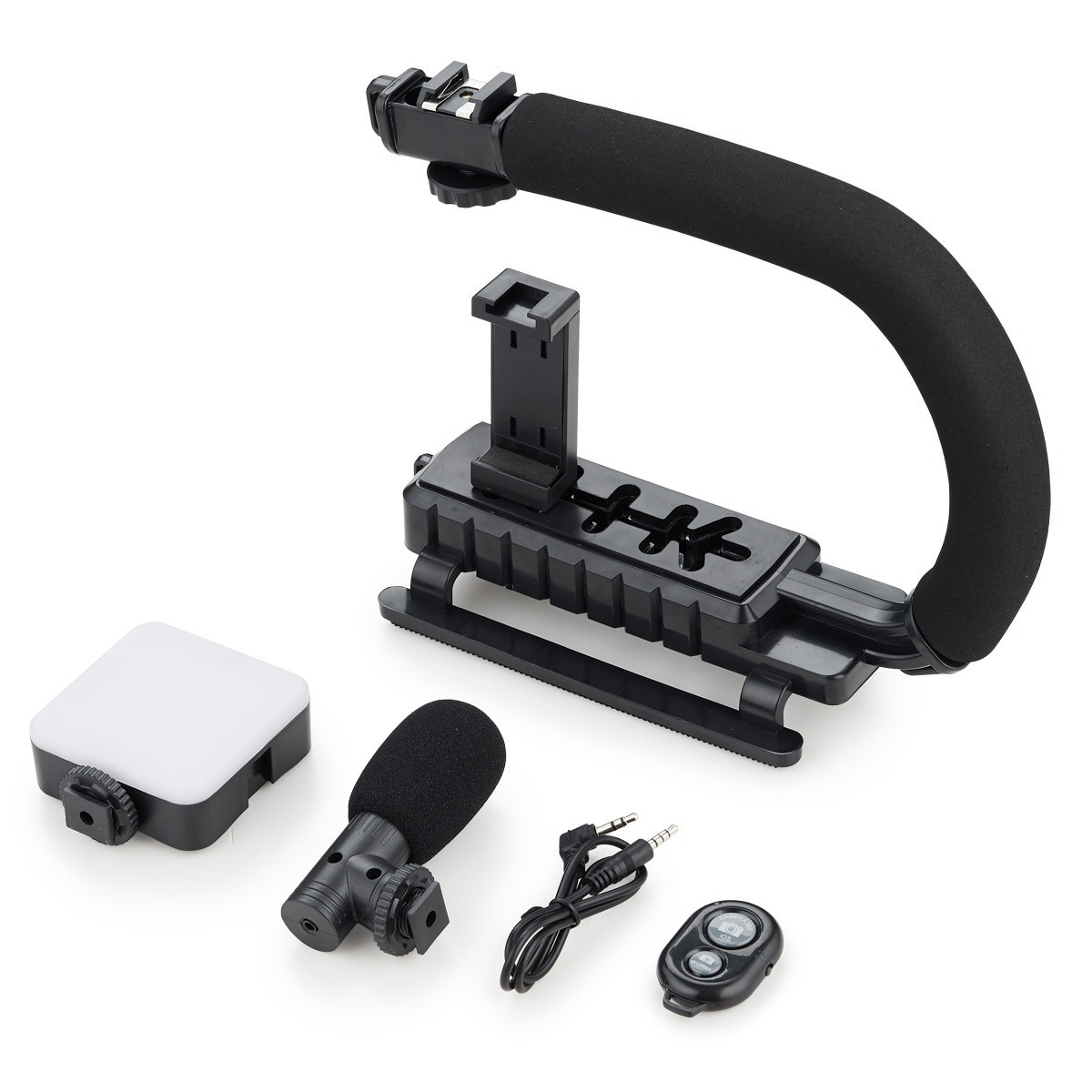 U型手机直播支架单反相机短视频跟拍麦克风LED口袋灯户外直播自拍