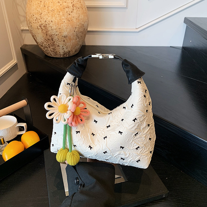 Bolsos populares de este año, nuevos bolsos de verano 2025, bolsos de hombro con lazo lindo, bandolera de color de contraste de estilo occidental