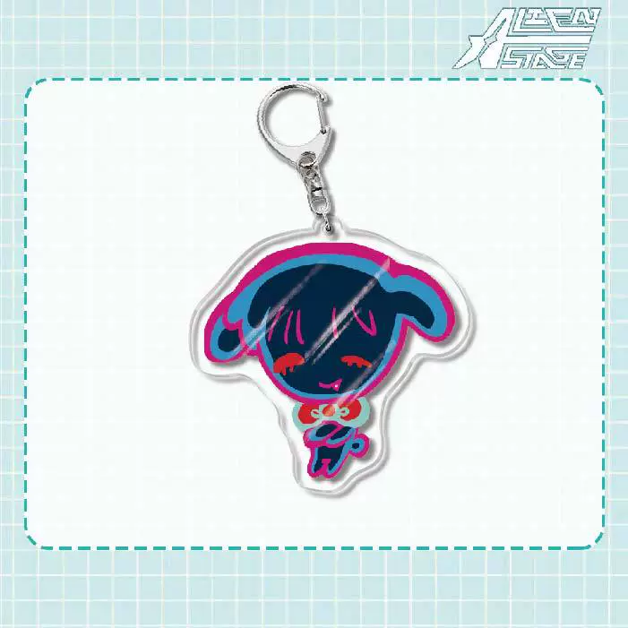 Acrylic keychain (Alien Stage) Mizi Sua, double‑sided 6 cm, metal ring & clasp