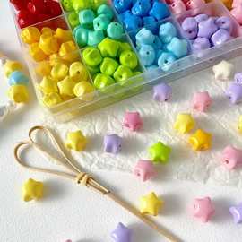 亚克力马卡龙烤漆胖嘟嘟小号五角星散珠DIY手机链串珠饰品配件