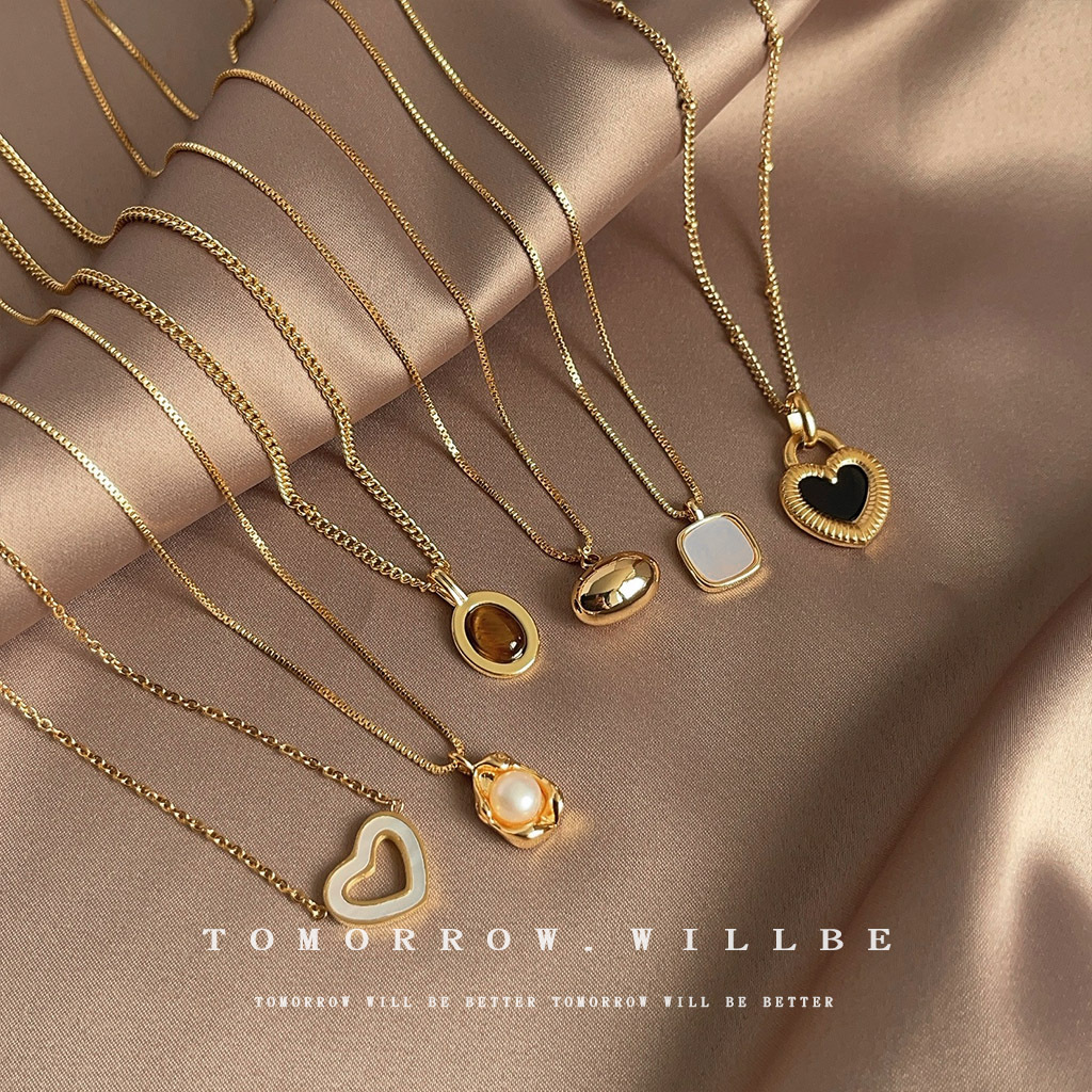 french style temperament natural pearl necklace women‘s all-match special interest light luxury zircon clavicle chain fashion high-grade sweater chain