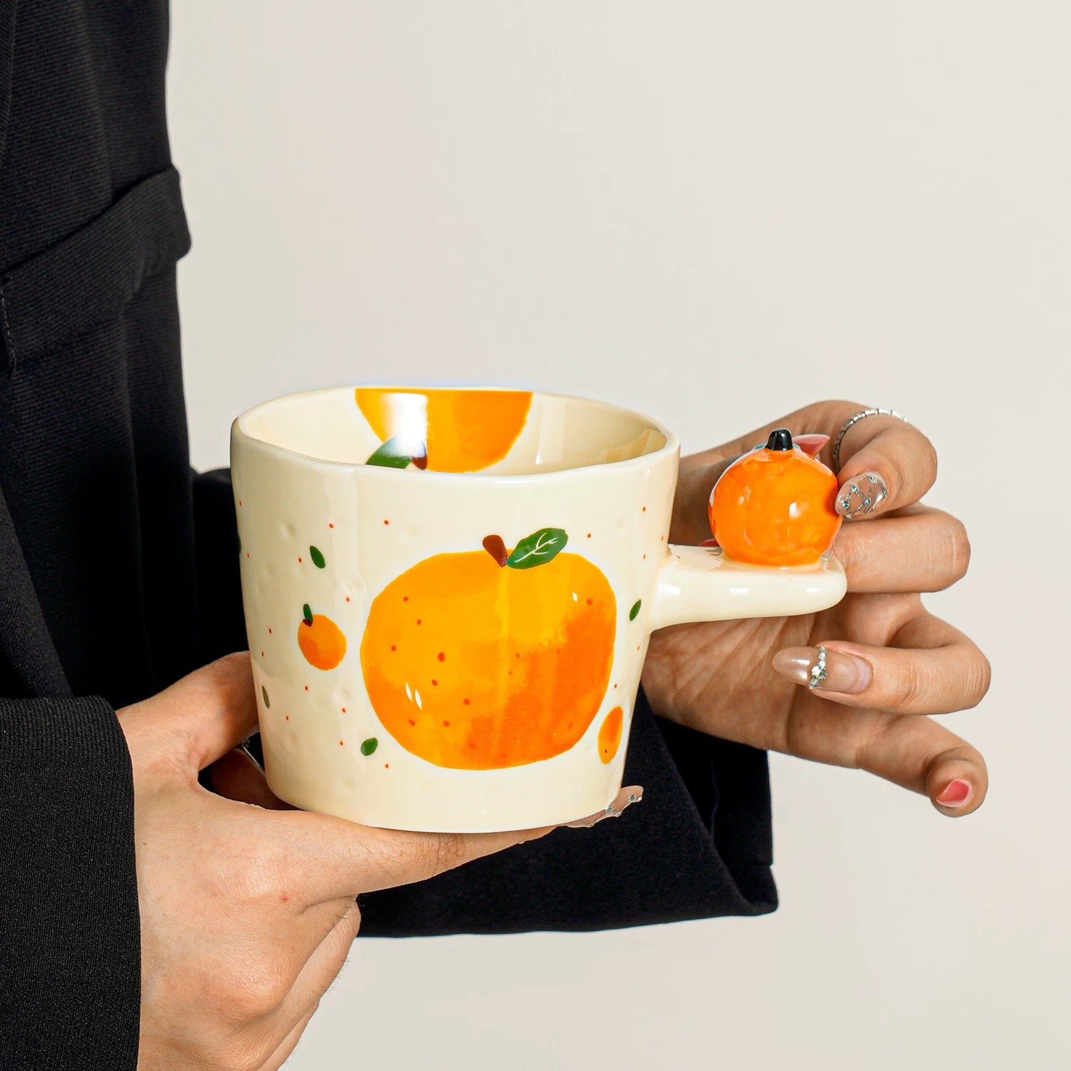 Taza naranja de alto valor de diseño taza de cerámica de nicho creativa taza de agua doméstica de mujer taza de café de oficina