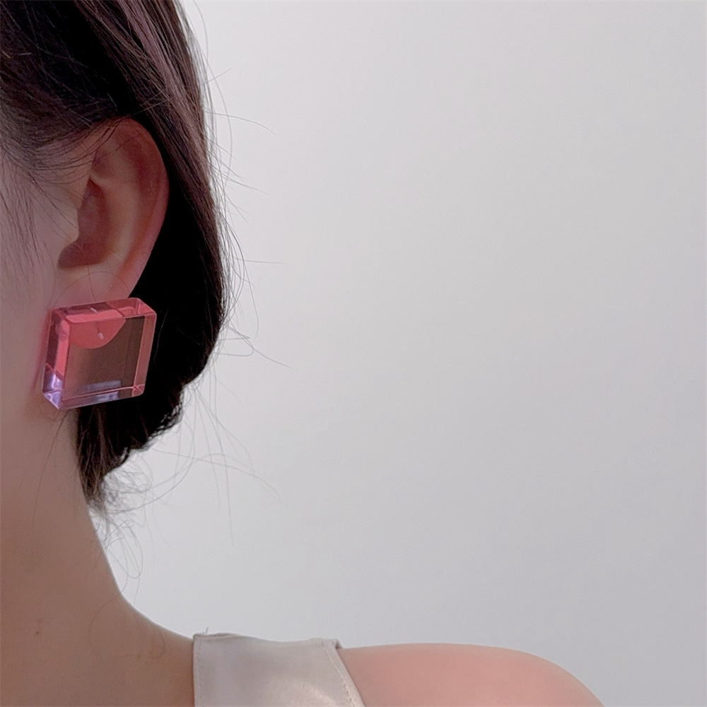 1 Pair Simple Style Square Arylic Ear Studs display picture 6