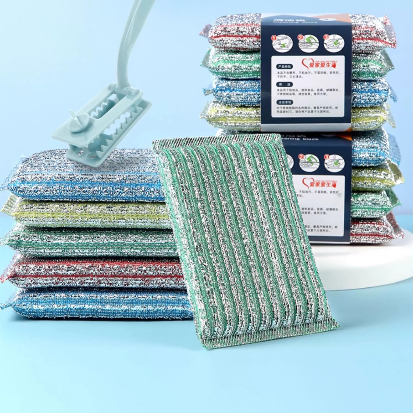 Dishwashing Sponge, Cleaning Cloth, Scouring Pad, Kitchen Pot and Dish Cleaner, Double-Sided Cleaning Magic Dish Brush, Useful Item