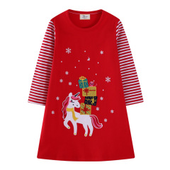 25年クリスマスガールズ長袖ドレスクリスマス柄長袖かわいい子供服子供ニットドレス