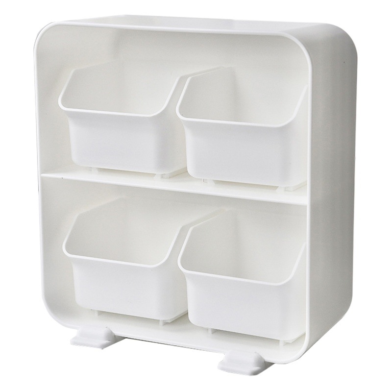 Caja de almacenamiento de escritorio de cuatro rejillas cajón caja de objetos pequeños de cuatro rejillas mesa de papelería multicapa cosméticos misceláneas agua