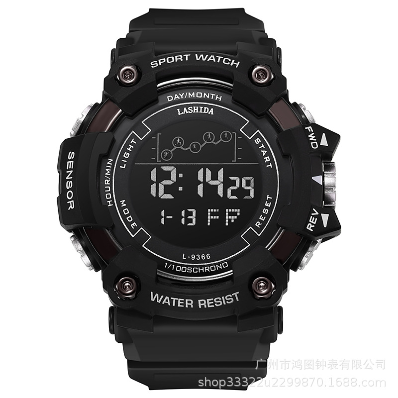 Reloj electrónico impermeable japonés multifuncional de los hombres Venta caliente transfronteriza luminosa digital gran dial reloj electrónico reloj deportivo